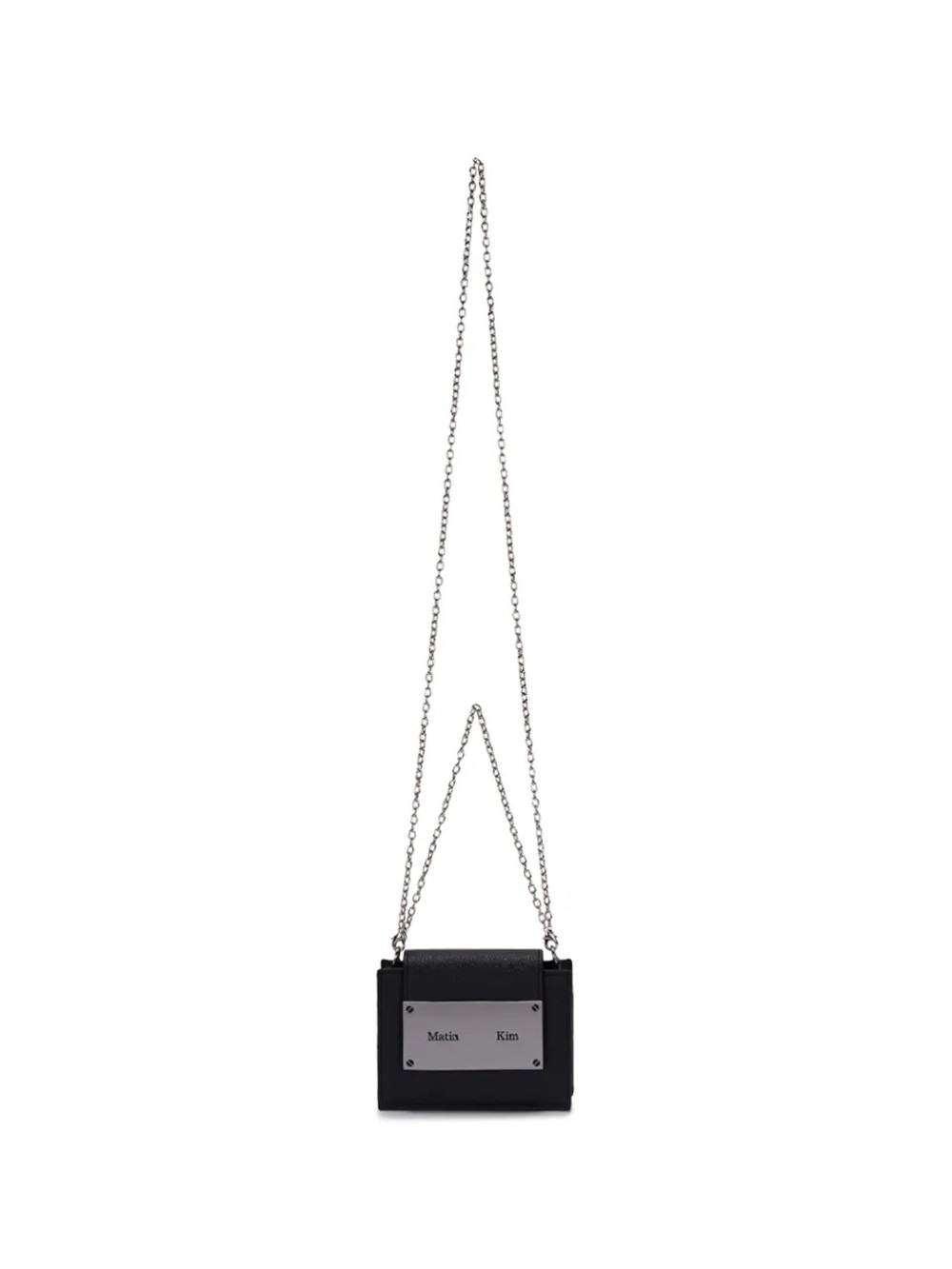 Matin Kim Black Leather Mini Purse Wallet with Silver Chain Brand new